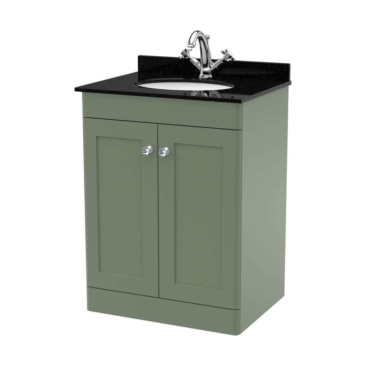 [BFCL825BR1] Swynnerton Traditional 2 Door Floor Standing Vanity Unit with Black Marble Worktop and 1 Tap Hole Basin, Choice of Size and Colour - Cutout