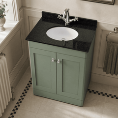 [BFCL825BR1] Swynnerton Traditional 2 Door Floor Standing Vanity Unit with Black Marble Worktop and 1 Tap Hole Basin, Choice of Size and Colour