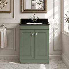 [BFCL825BR1] Swynnerton Traditional 2 Door Floor Standing Vanity Unit with Black Marble Worktop and 1 Tap Hole Basin, Choice of Size and Colour - Silo
