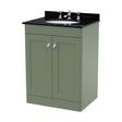 [BFCL825BR3] Swynnerton Traditional 2 Door Floor Standing Vanity Unit with Marble Basin, Satin Green, 600mm - Cutout