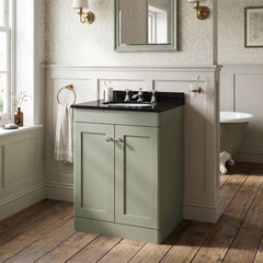 [BFCL825BR3] Swynnerton Traditional 2 Door Floor Standing Vanity Unit with Black Marble Worktop and 3 Tap Hole Basin, Choice of Size and Colour