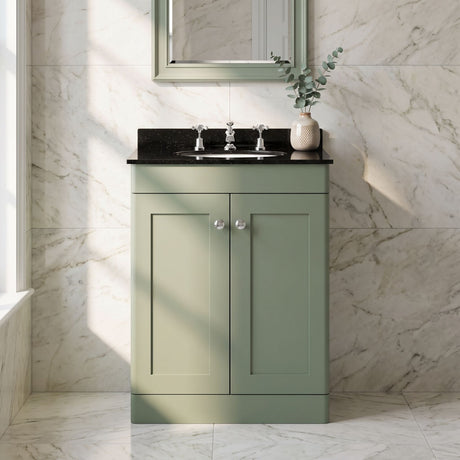 [BFCL825BR3] Swynnerton Traditional 2 Door Floor Standing Vanity Unit with Black Marble Worktop and 3 Tap Hole Basin, Choice of Size and Colour - Silo