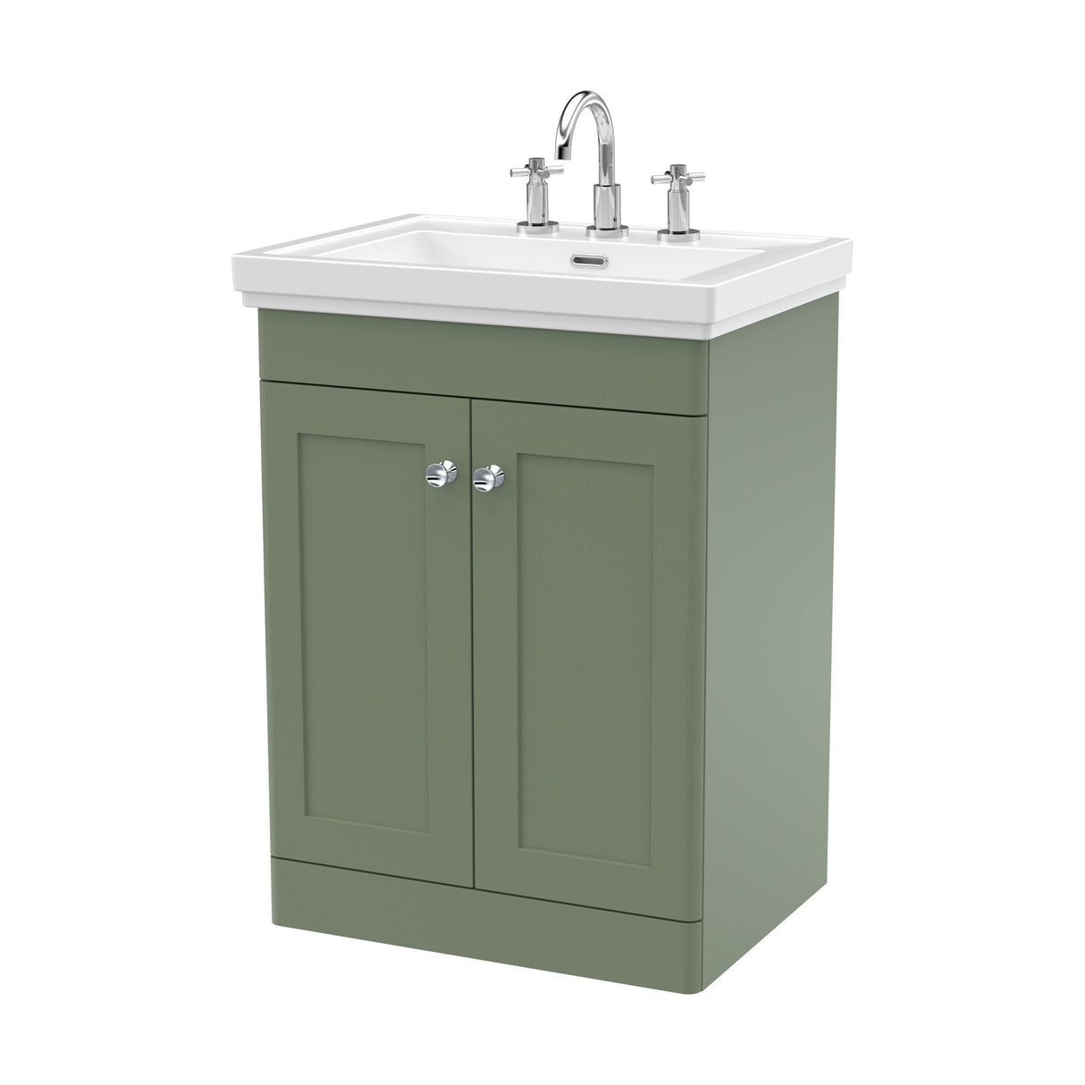 [BFCL825B] Swynnerton Traditional 2 Door Floor Standing Vanity Basin Unit with 3 Tap Hole Traditional Fireclay Basin, Choice of Size and Colour - Cutout