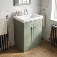 [BFCL825B] Swynnerton Traditional 2 Door Floor Standing Vanity Basin Unit with 3 Tap Hole Traditional Fireclay Basin, Choice of Size and Colour