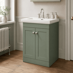 [BFCL825B] Swynnerton Traditional 2 Door Floor Standing Vanity Basin Unit with 3 Tap Hole Traditional Fireclay Basin, Choice of Size and Colour