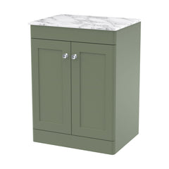 [BFCL825CMT] Swynnerton Traditional 2 Door Floor Standing Vanity Unit with Marble Top, Satin Green, 600mm - Cutout