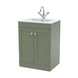 [BFCL825C] Swynnerton Traditional 2 Door Floor Standing Vanity Unit with Basin, Satin Green, 600mm - Cutout