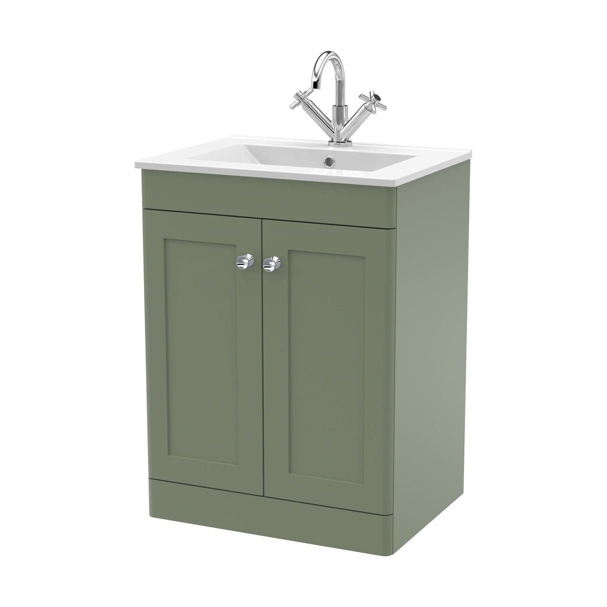 [BFCL825C] Swynnerton Traditional 2 Door Floor Standing Vanity Basin Unit with 1 Tap Hole Minimalist Ceramic Basin, Choice of Size and Colour - Cutout