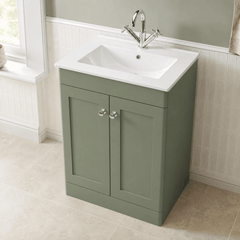 [BFCL825C] Swynnerton Traditional 2 Door Floor Standing Vanity Basin Unit with 1 Tap Hole Minimalist Ceramic Basin, Choice of Size and Colour