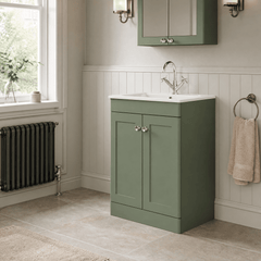 [BFCL825C] Swynnerton Traditional 2 Door Floor Standing Vanity Basin Unit with 1 Tap Hole Minimalist Ceramic Basin, Choice of Size and Colour
