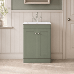 [BFCL825C] Swynnerton Traditional 2 Door Floor Standing Vanity Basin Unit with 1 Tap Hole Minimalist Ceramic Basin, Choice of Size and Colour - Silo