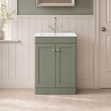 [BFCL825C] Swynnerton Traditional 2 Door Floor Standing Vanity Basin Unit with 1 Tap Hole Minimalist Ceramic Basin, Choice of Size and Colour - Silo