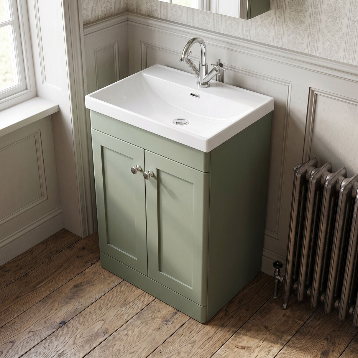 [BFCL825E] Swynnerton Traditional 2 Door Floor Standing Vanity Unit with Thin Edge Basin, Choice of Size and Colour