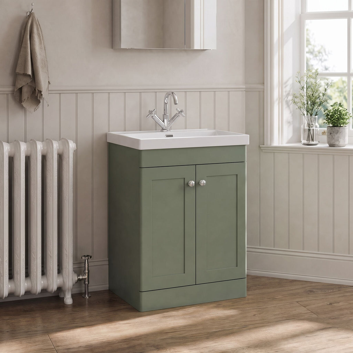 [BFCL825E] Swynnerton Traditional 2 Door Floor Standing Vanity Unit with Thin Edge Basin, Choice of Size and Colour