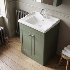 [BFCL825F] Swynnerton Traditional 2 Door Floor Standing Vanity Basin Unit with 1 Tap Hole Traditional Ceramic Basin, Choice of Size and Colour