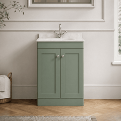 [BFCL825GR1] Swynnerton Traditional 2 Door Floor Standing Vanity Unit with Grey Marble Worktop and 1 Tap Hole Basin, Choice of Size and Colour