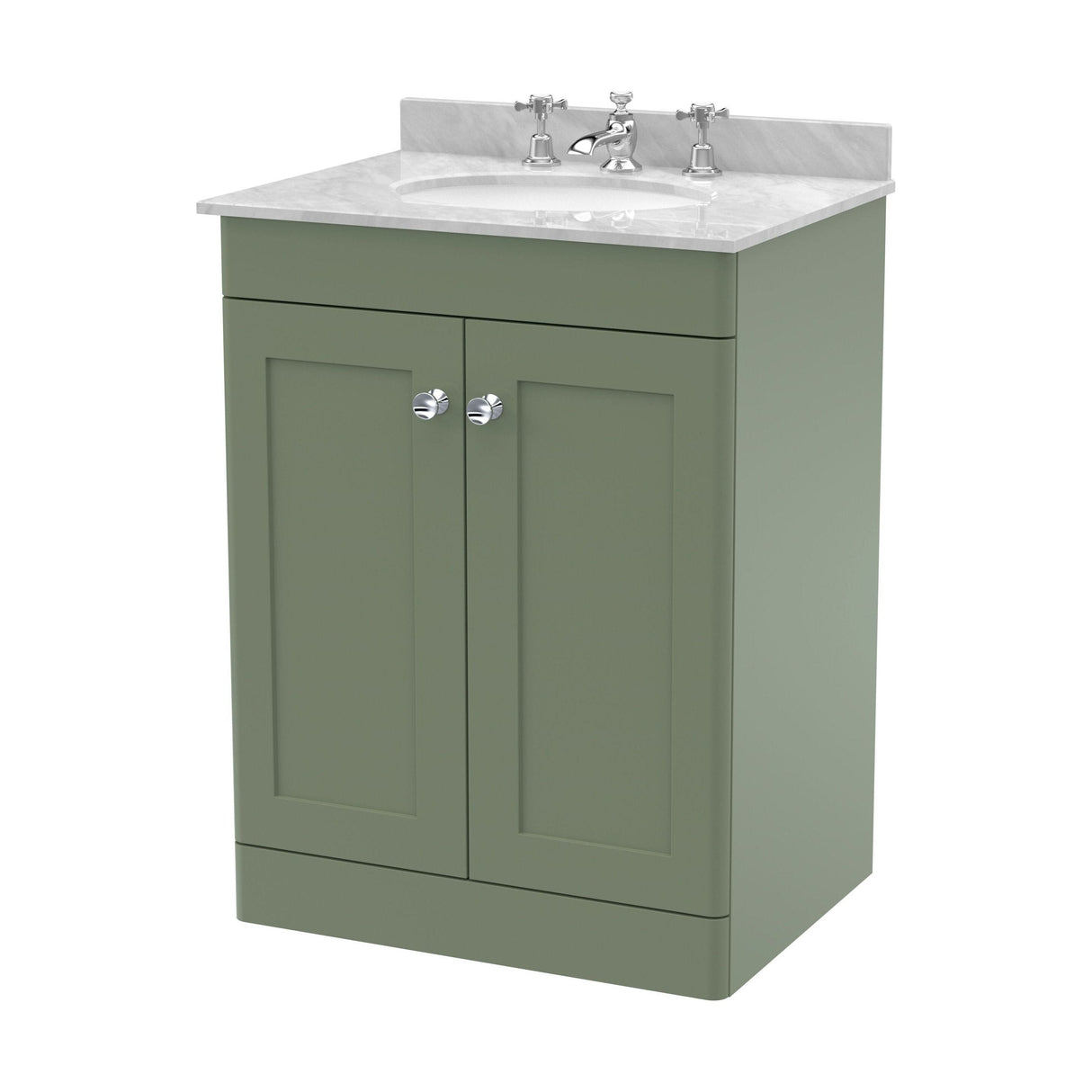 [BFCL825GR3] Swynnerton Traditional 2 Door Floor Standing Vanity Basin Unit with 3 Tap Hole Grey Marble Top Basin, Choice of Size and Colour - Cutout