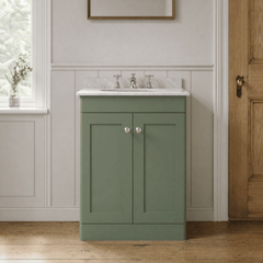 [BFCL825GR3] Swynnerton Traditional 2 Door Floor Standing Vanity Basin Unit with 3 Tap Hole Grey Marble Top Basin, Choice of Size and Colour