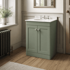 [BFCL825GR3] Swynnerton Traditional 2 Door Floor Standing Vanity Basin Unit with 3 Tap Hole Grey Marble Top Basin, Choice of Size and Colour