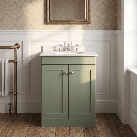 [BFCL825GR3] Swynnerton Traditional 2 Door Floor Standing Vanity Basin Unit with 3 Tap Hole Grey Marble Top Basin, Choice of Size and Colour - Silo