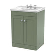 [BFCL825G] Swynnerton Traditional 2 Door Floor Standing Vanity Unit with Basin, Satin Green, 600mm - Cutout