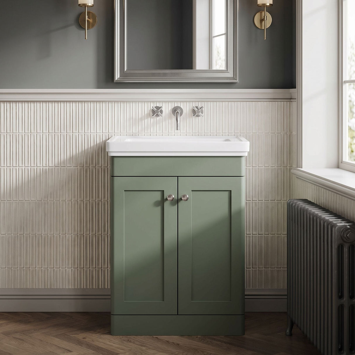 [BFCL825H] Swynnerton Traditional 2 Door Floor Standing Vanity Unit with 0 Tap Hole Traditional Fireclay Basin, Choice of Size and Colour