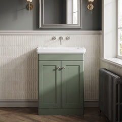 [BFCL825H] Swynnerton Traditional 2 Door Floor Standing Vanity Unit with 0 Tap Hole Traditional Fireclay Basin, Choice of Size and Colour