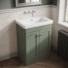 [BFCL825H] Swynnerton Traditional 2 Door Floor Standing Vanity Unit with 0 Tap Hole Traditional Fireclay Basin, Choice of Size and Colour