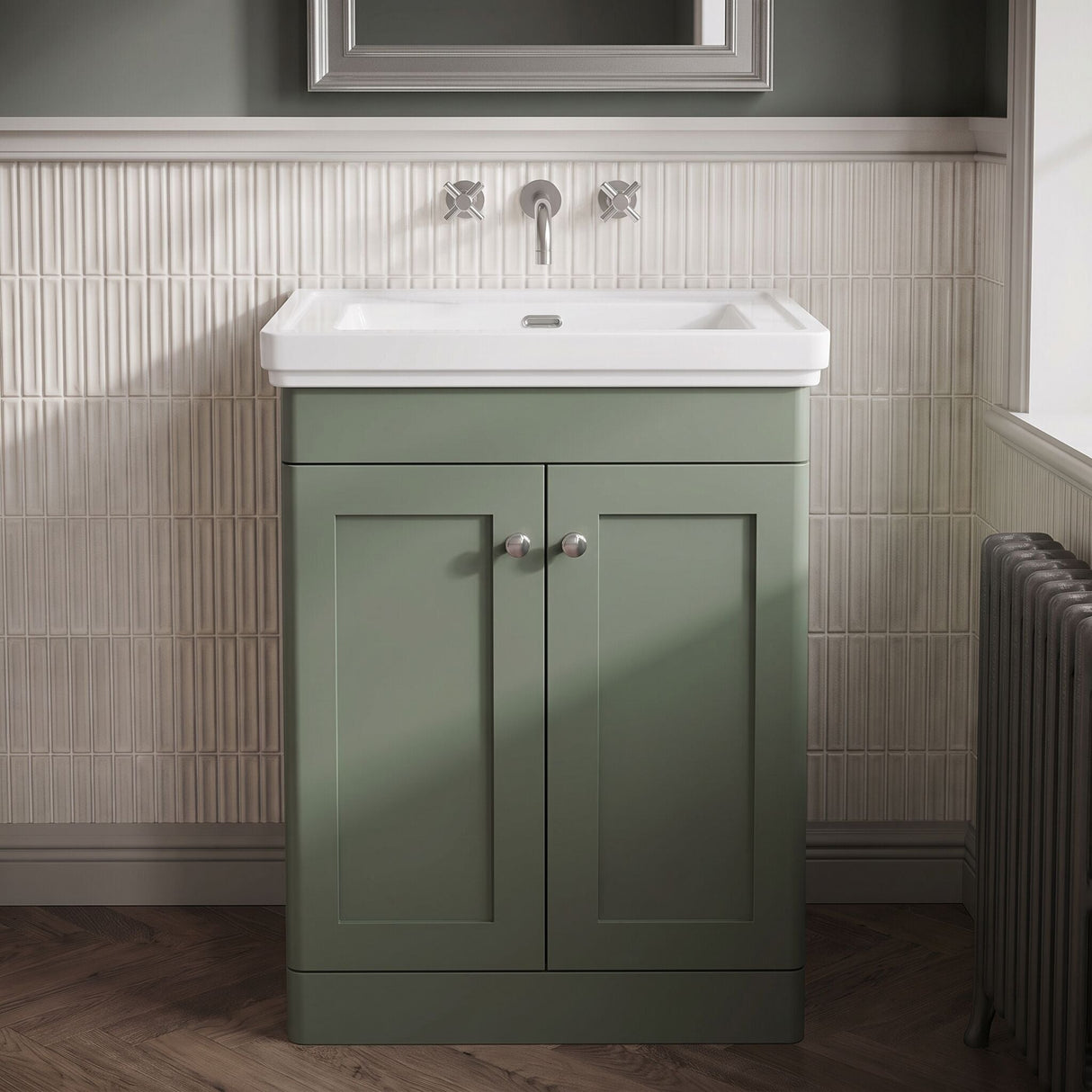 [BFCL825H] Swynnerton Traditional 2 Door Floor Standing Vanity Unit with 0 Tap Hole Traditional Fireclay Basin, Choice of Size and Colour - Silo