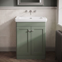 [BFCL825H] Swynnerton Traditional 2 Door Floor Standing Vanity Unit with 0 Tap Hole Traditional Fireclay Basin, Choice of Size and Colour - Silo