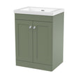 [BFCL825K] Swynnerton Traditional 2 Door Floor Standing Vanity Unit with Fireclay Basin, Satin Green, 600mm - Cutout