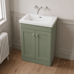 [BFCL825K] Swynnerton Traditional 2 Door Floor Standing Vanity Basin Unit with 0 Tap Hole Modern Fireclay Basin, Choice of Size and Colour