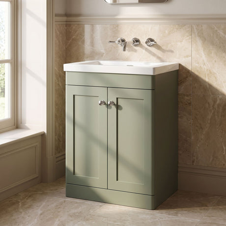 [BFCL825K] Swynnerton Traditional 2 Door Floor Standing Vanity Basin Unit with 0 Tap Hole Modern Fireclay Basin, Choice of Size and Colour - Silo