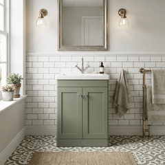 [BFCL825L] Swynnerton Traditional 2 Door Floor Standing Vanity Basin Unit with 1 Tap Hole Modern Fireclay Basin, Choice of Size and Colour