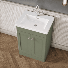 [BFCL825L] Swynnerton Traditional 2 Door Floor Standing Vanity Basin Unit with 1 Tap Hole Modern Fireclay Basin, Choice of Size and Colour