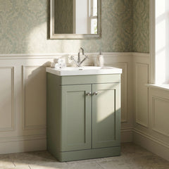 [BFCL825L] Swynnerton Traditional 2 Door Floor Standing Vanity Basin Unit with 1 Tap Hole Modern Fireclay Basin, Choice of Size and Colour - Silo