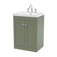[BFCL825M] Swynnerton Traditional 2 Door Floor Standing Vanity Unit with Fireclay Basin, Satin Green, 600mm - Cutout