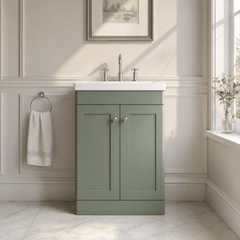[BFCL825M] Swynnerton Traditional 2 Door Floor Standing Vanity Basin Unit with 3 Tap Hole Modern Fireclay Basin, Choice of Size and Colour - Silo