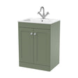 [BFCL825P] Swynnerton Traditional 2 Door Floor Standing Vanity Unit with Stone Basin, Satin Green, 600mm - Cutout
