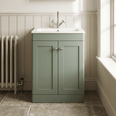 [BFCL825P] Swynnerton Traditional 2 Door Floor Standing Vanity Basin Unit with 1 Tap Hole Stone Basin, Choice of Size and Colour