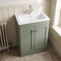 [BFCL825P] Swynnerton Traditional 2 Door Floor Standing Vanity Basin Unit with 1 Tap Hole Stone Basin, Choice of Size and Colour