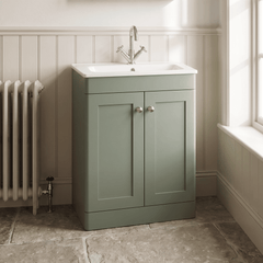 [BFCL825P] Swynnerton Traditional 2 Door Floor Standing Vanity Basin Unit with 1 Tap Hole Stone Basin, Choice of Size and Colour