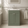 [BFCL825Q] Swynnerton Traditional 2 Door Floor Standing Vanity Basin Unit with 1 Tap Hole Marble Effect Stone Basin, Choice of Size and Colour - Silo