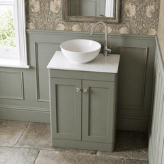 [BFCL825WMT] Swynnerton Traditional 2 Door Floor Standing Vanity Unit with White Marble Worktop, Choice of Size and Colour