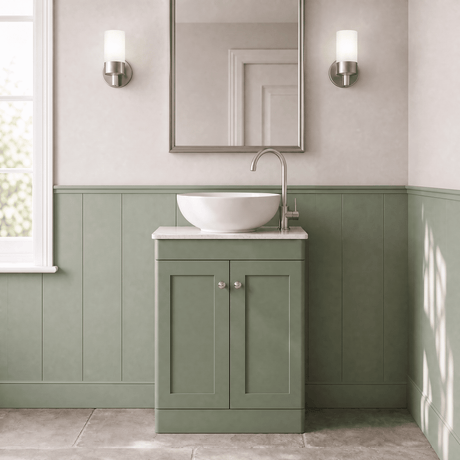 [BFCL825WMT] Swynnerton Traditional 2 Door Floor Standing Vanity Unit with White Marble Worktop, Choice of Size and Colour - Silo