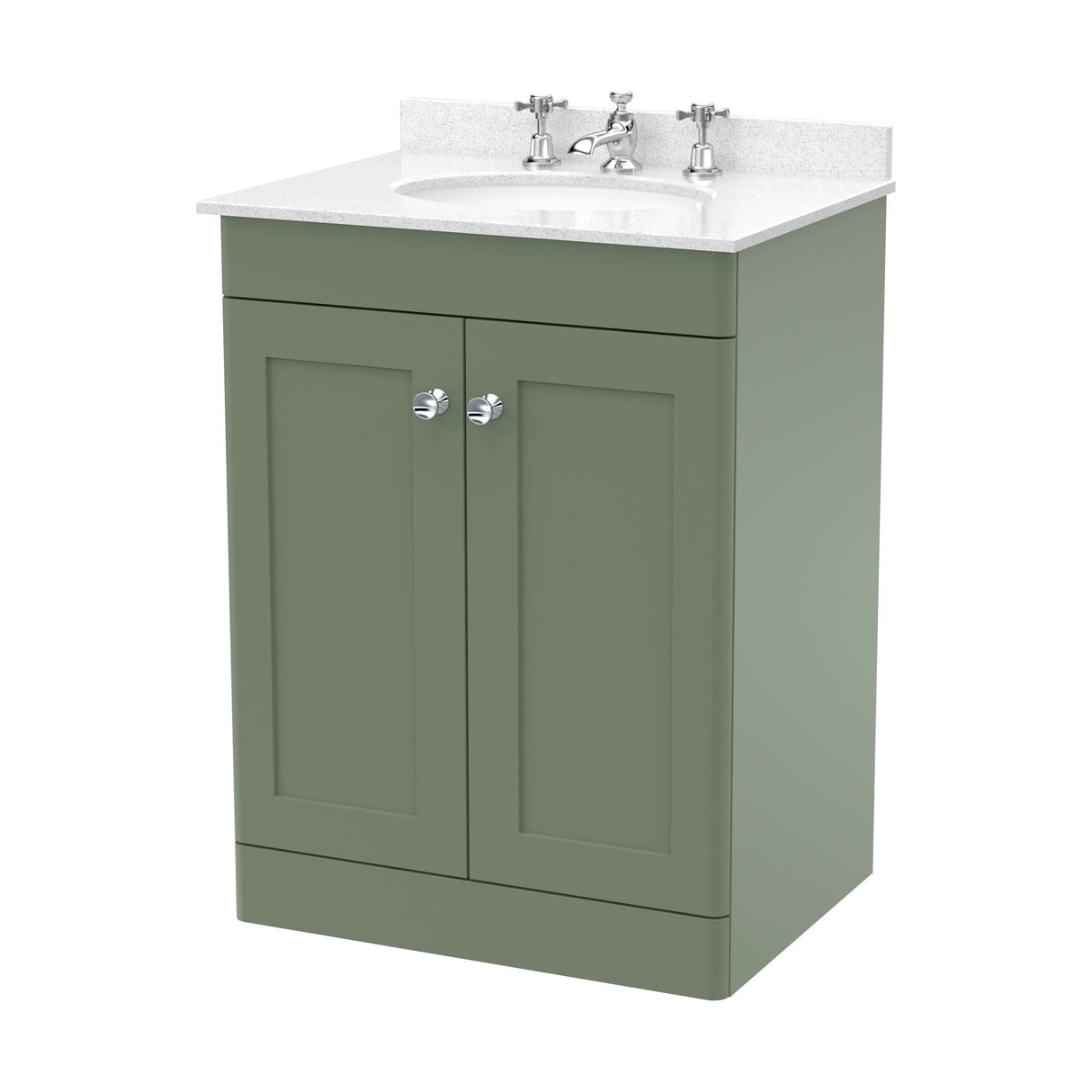 [BFCL825WR3] Swynnerton Traditional 2 Door Floor Standing Vanity Basin Unit with 3 Tap Hole White Marble Worktop and Basin, Choice of Size and Colour - Cutout