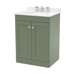 [BFCL825WR3] Swynnerton Traditional 2 Door Floor Standing Vanity Basin Unit with 3 Tap Hole White Marble Worktop and Basin, Choice of Size and Colour - Cutout