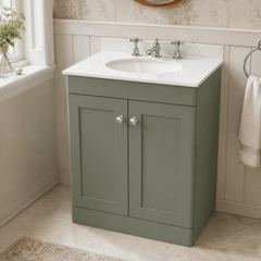 [BFCL825WR3] Swynnerton Traditional 2 Door Floor Standing Vanity Basin Unit with 3 Tap Hole White Marble Worktop and Basin, Choice of Size and Colour