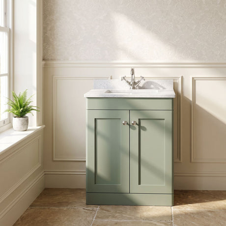 [BFCL825WS1] Swynnerton Traditional 2 Door Floor Standing Vanity Basin Unit with 1 Tap Hole White Marble Worktop and Square Basin, Choice of Size and Colour - Silo