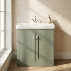 [BFCL826A] Swynnerton Traditional Floor Standing Vanity Basin Unit with 1 Tap Hole Ceramic Basin - Choice of Size and Finish - Silo